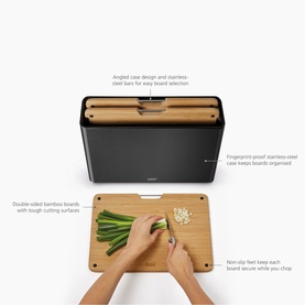 Folio&trade; Steel Bamboo Three-Piece Chopping Board & Case Set