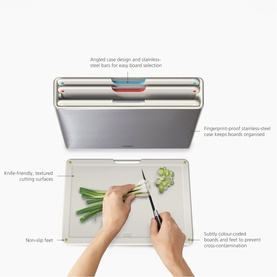 Folio&trade; Steel Four-Piece Chopping Board & Case Set