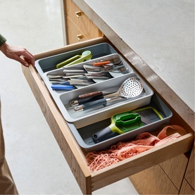 DrawerStore&trade; Expanding Tiered Cutlery, Utensil, & Gadget Tray