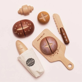 Bread, Loaf and Knife Wooden Playset
