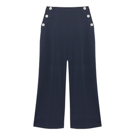 Button Front High-Rise Trousers
