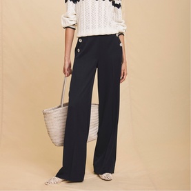 Button Front High-Rise Trousers