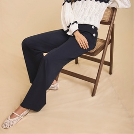 Button Front High-Rise Trousers