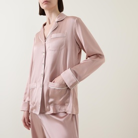 Solid Silk Piped Pyjama Set