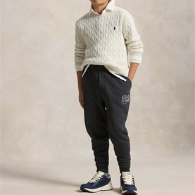 Polo Player Logo Cable Knit Sweater