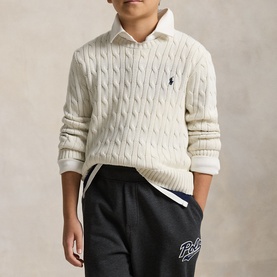 Polo Player Logo Cable Knit Sweater