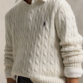 Polo Player Logo Cable Knit Sweater