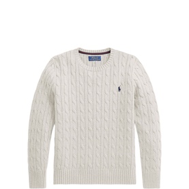 Polo Player Logo Cable Knit Sweater