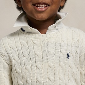 Polo Player Logo Cable Knit Sweater 2-7 Years