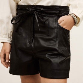 Ayra Leather Belted Shorts