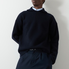 Wide Rib Collared Sweater