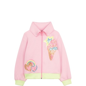 Sequin Embellished Zip Sweatshirt