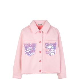 Sequin Patch Pocket Overshirt