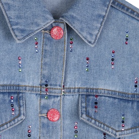 Gemstone Studded Denim Jacket
