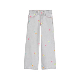 Heart Embroidered Wide Leg Jeans