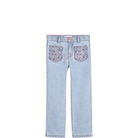 Gemstone Studded Straight Leg Jeans