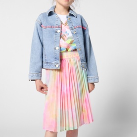 Tape Logo Gradient Pleated Skirt