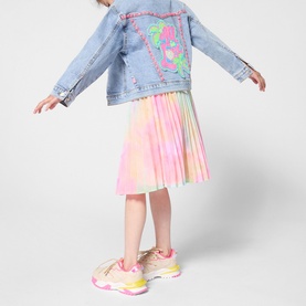 Tape Logo Gradient Pleated Skirt