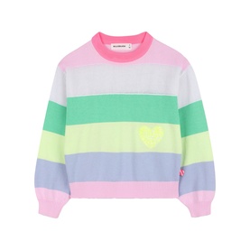 Sequin Heart Striped Sweatshirt