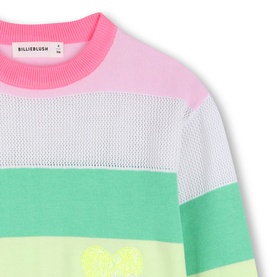 Sequin Heart Striped Sweatshirt