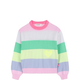 Sequin Heart Striped Sweatshirt