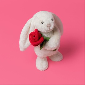 Bashful Cream Bunny with Rose 31cm
