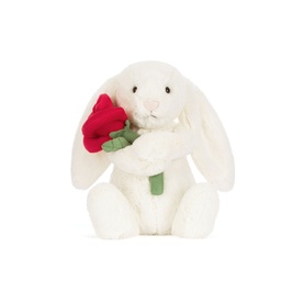 Bashful Cream Bunny with Rose 31cm