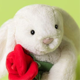 Bashful Cream Bunny with Rose 31cm