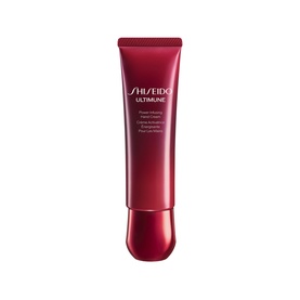 Shiseido Ultimune Power Infusing Hand Cream in red tube with white cap, travel-size format