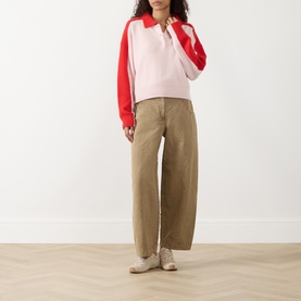 Colour-Blocked Knitted Polo Shirt