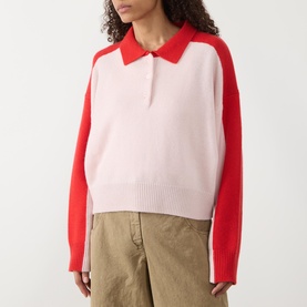 Colour-Blocked Knitted Polo Shirt