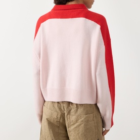Colour-Blocked Knitted Polo Shirt
