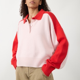 Colour-Blocked Knitted Polo Shirt