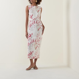 Lucille Red Berry Branch Dress