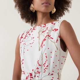 Lucille Red Berry Branch Dress