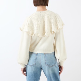 Ruffled Pointelle Knit Cardigan