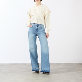 Ruffled Pointelle Knit Cardigan