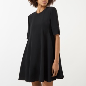 Scallop Trim Mini Skater Dress