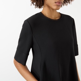 Scallop Trim Mini Skater Dress