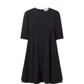Scallop Trim Mini Skater Dress
