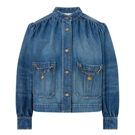Pleated Denim Jacket