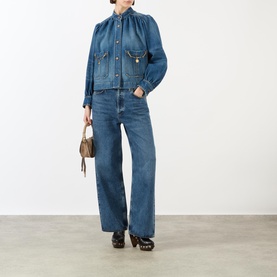 Pleated Denim Jacket