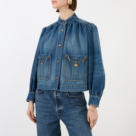 Pleated Denim Jacket