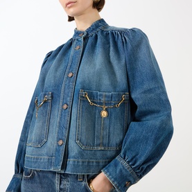 Pleated Denim Jacket