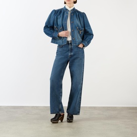 Pleated Denim Jacket