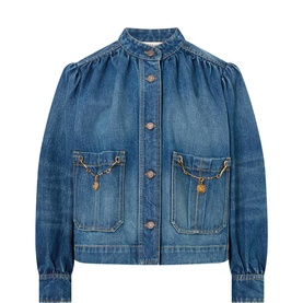 Pleated Denim Jacket