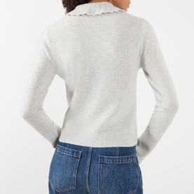 Eyelet Collar Logo Knit Cardigan