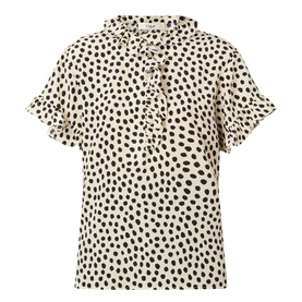 Ruffle Polka Dot Silk Blouse
