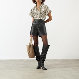 Ruffle Polka Dot Silk Blouse