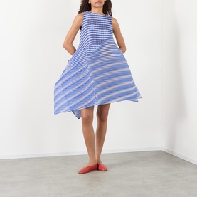 Generic Stripes Pleated Flared Dress